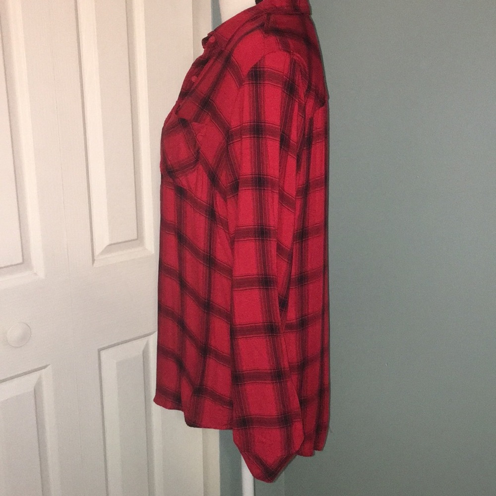 SOLD!! Plaid Long Sleeve Button Down w/Peek-A-Boo - Picture 2 of 6